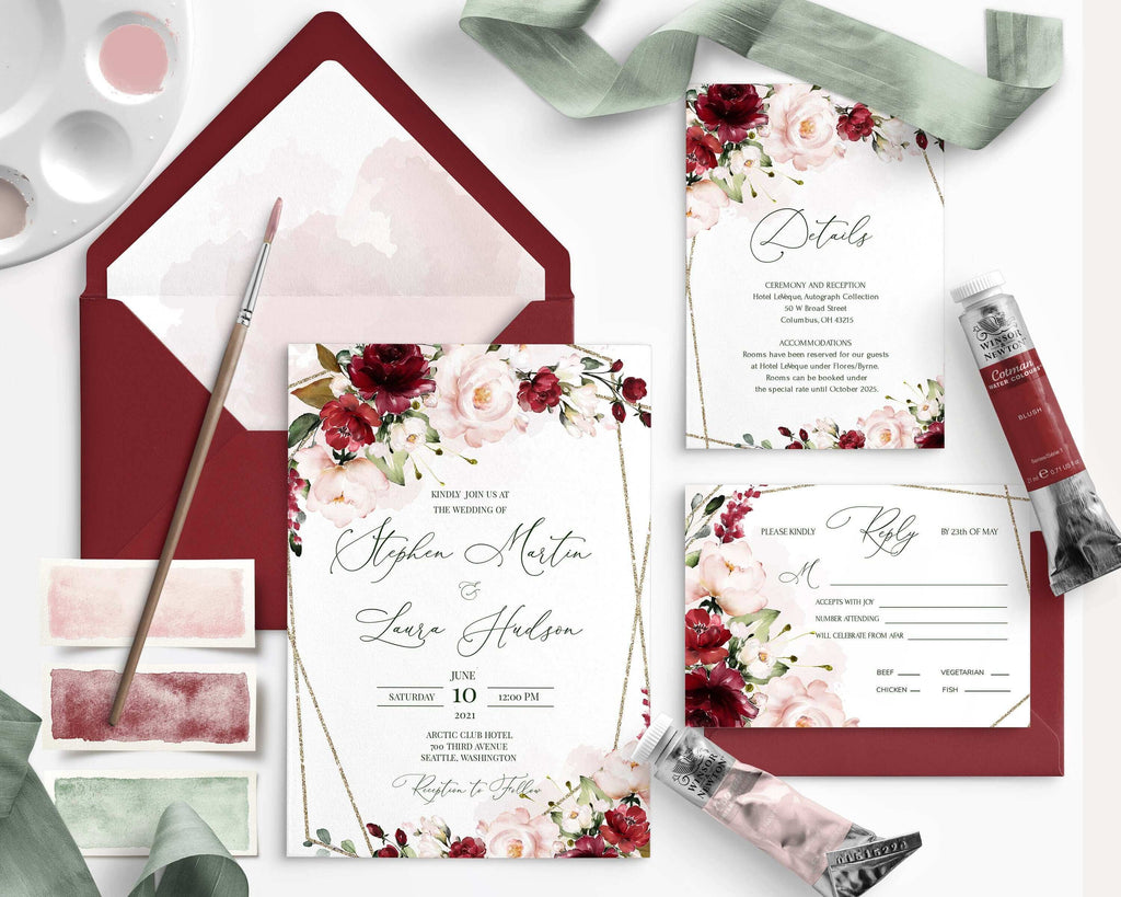 LPE0041 Wedding Stationery Set of Editable Printables