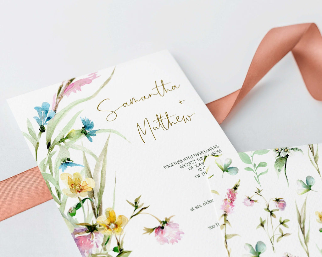 LPE0074 Wildflower Wedding Invitation Kit  | Editable Printables | DIY Wedding