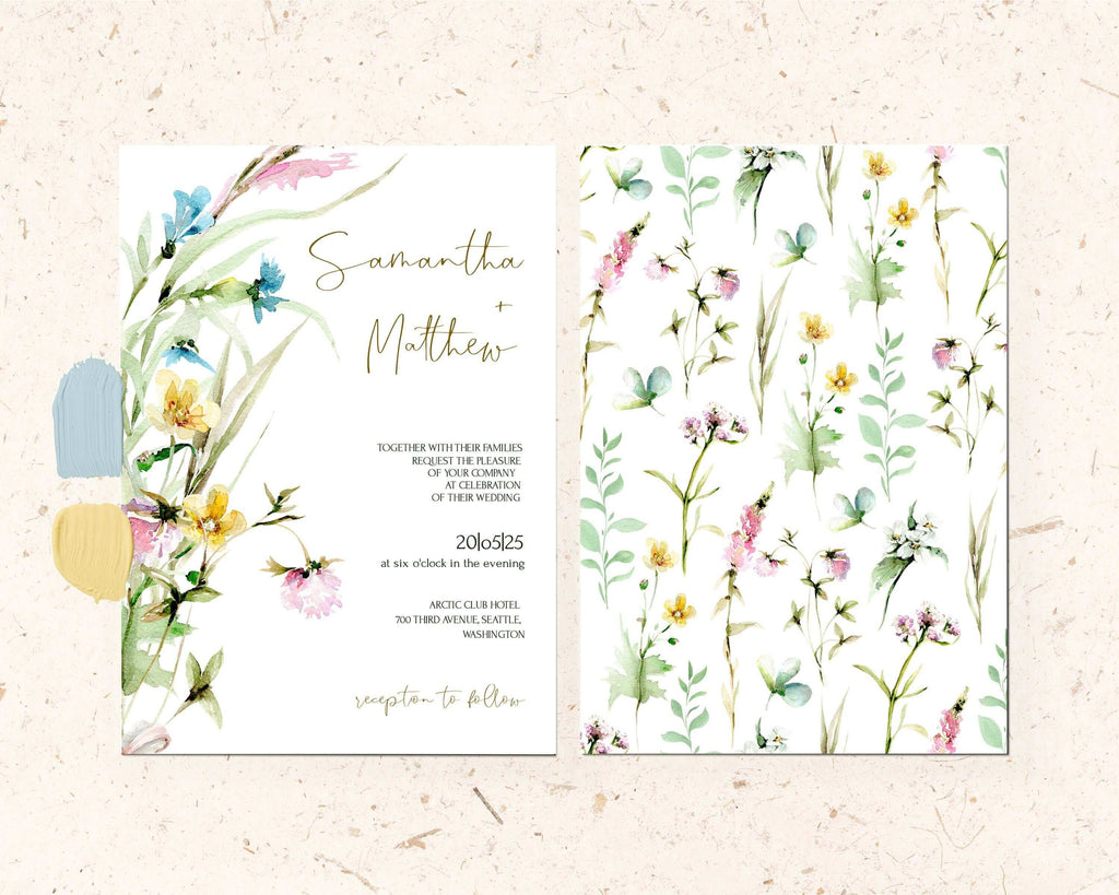 LPE0074 Wildflower Wedding Invitation Kit  | Editable Printables | DIY Wedding