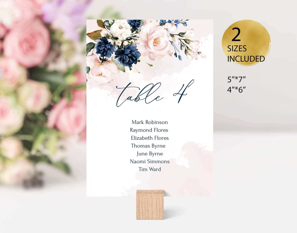 LPE0076 Hanging Seating Plan | Navy Blue & Blush Floral | Editable Printables