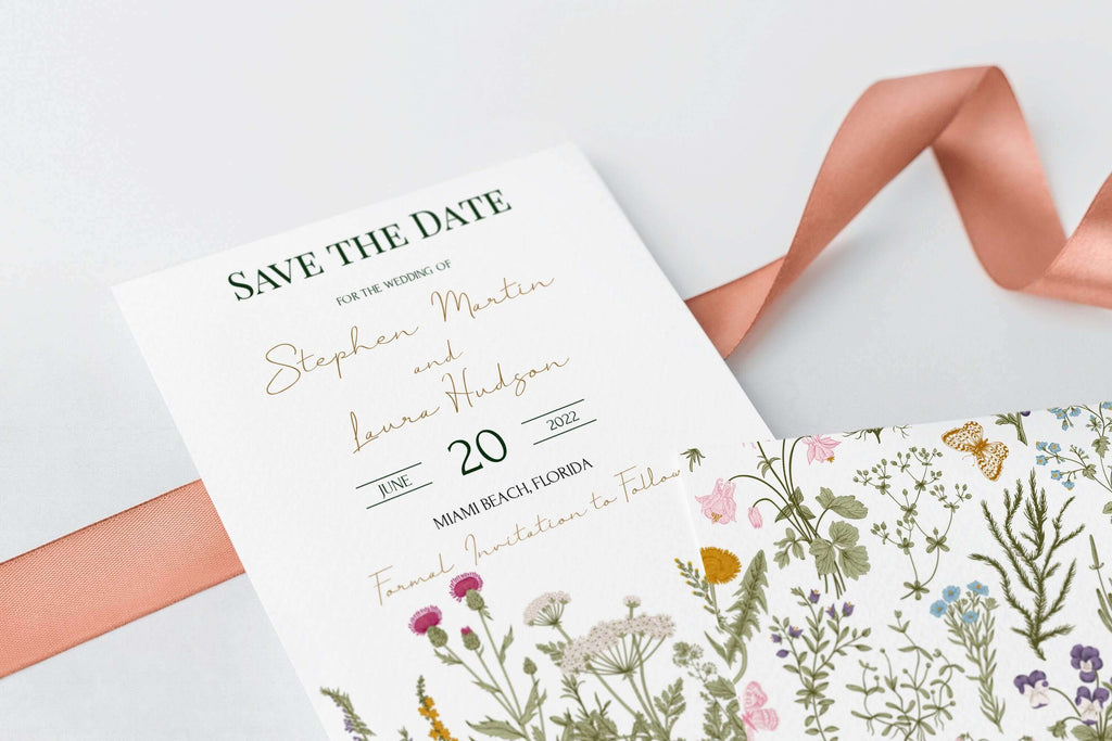 LPE0100 Save The Date Invitations, Wild Herbs Rustic Wedding, DIY Printables