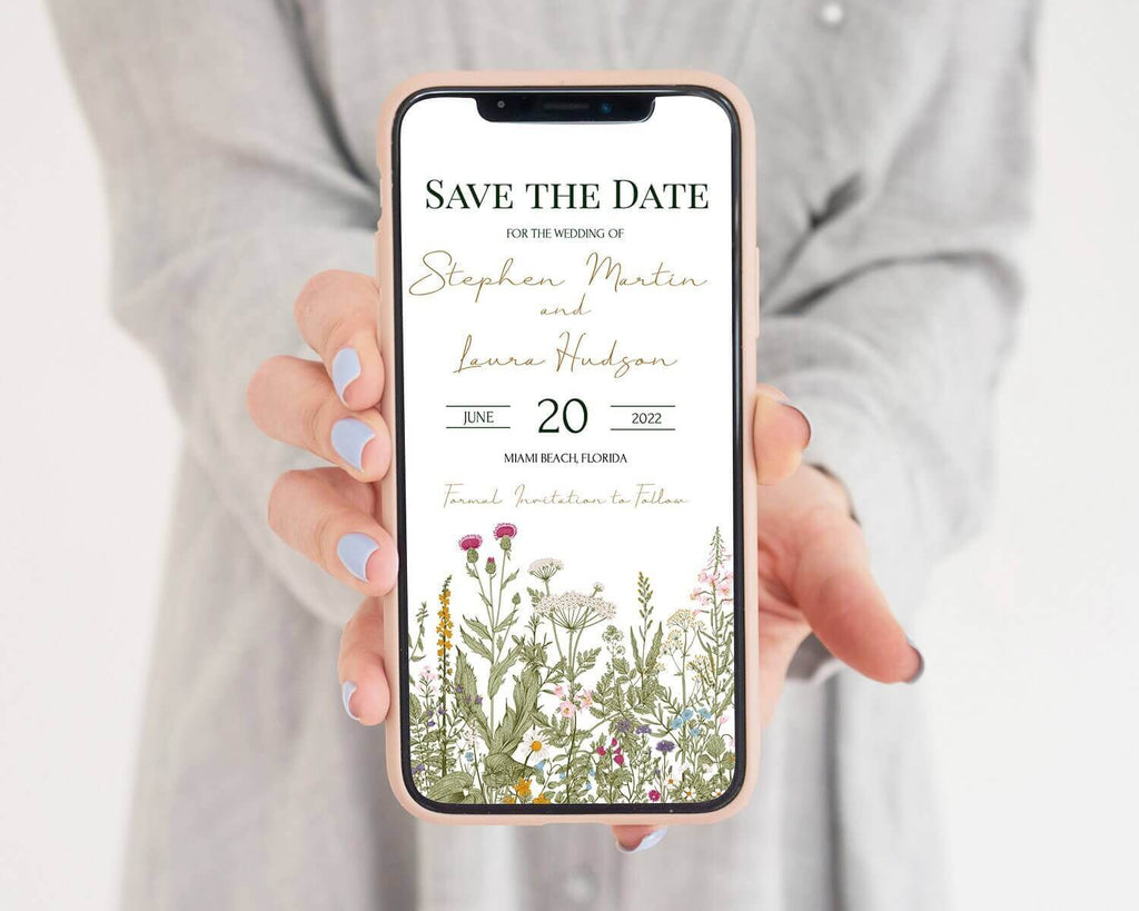 LPE0100 Save The Date Invitations, Wild Herbs Rustic Wedding, DIY Printables