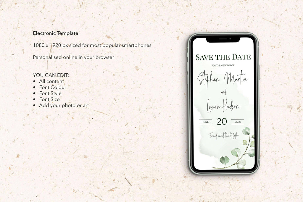 LPE0140 Save The Date & Evite, Modern Wedding Calligraphy, DIY Printables