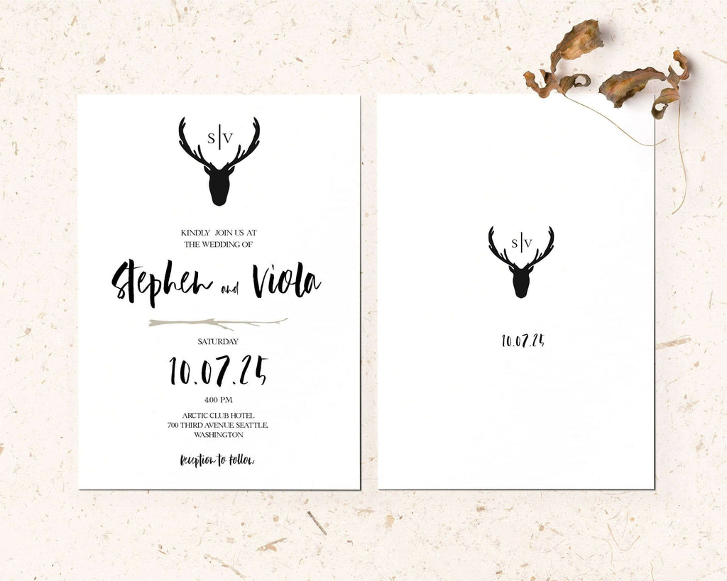 LPE0195 Wedding Invite Rsvp | Minimalist Rustic Wedding | DIY Printables