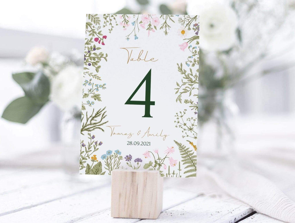 LPE0217 Table Number Cards | Wild Herbs Rustic Wedding | Editable Printables