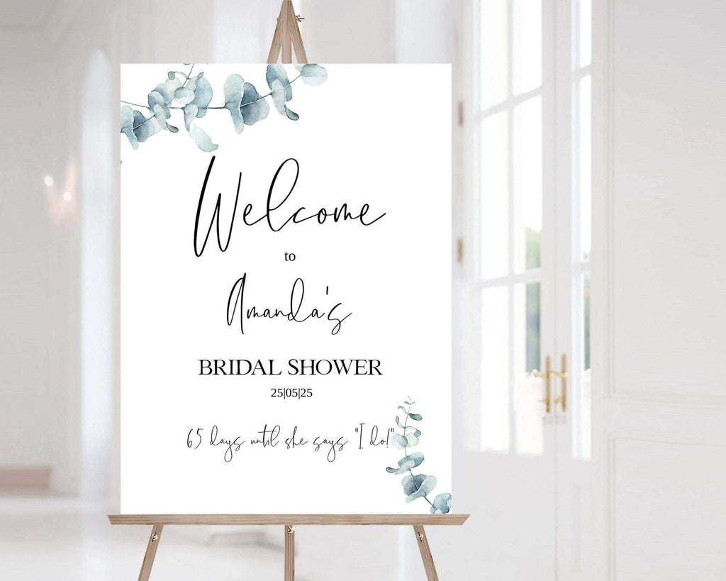 LPE0221 Bridal Shower Sign | Welcome | Eucalyptus Wedding | Editable Signage