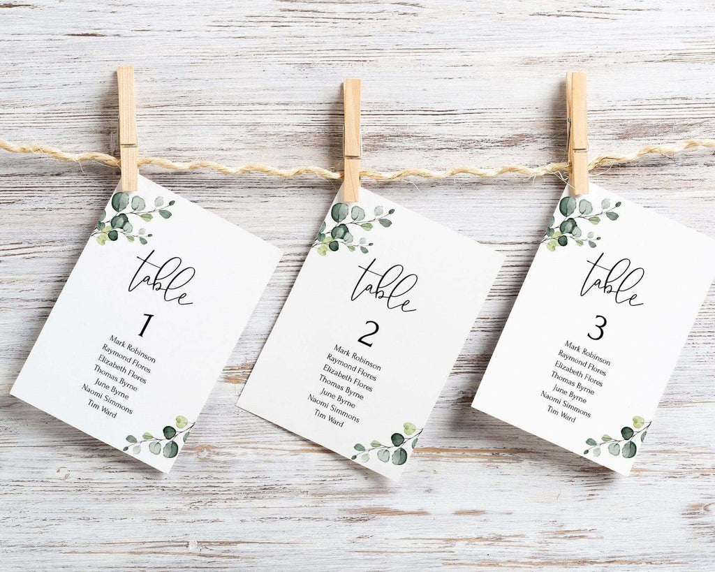 LPE0257 Wedding Seating Chart | Minimalistic Greenery | Editable DIY Printable