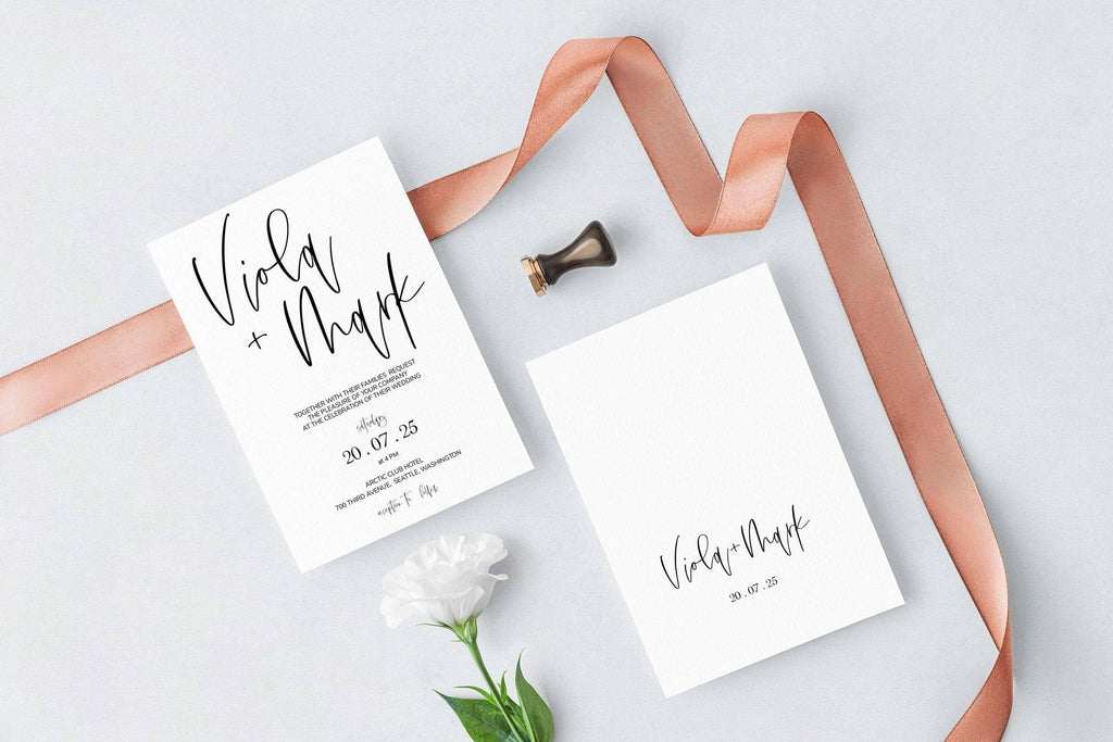 LPE0277 Minimalist Wedding Invitation Card | Editable DIY Printable