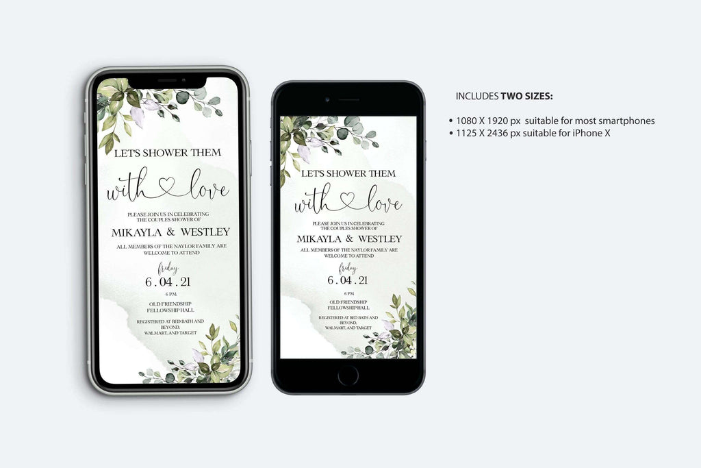 LPE0302 Let's Shower Mobile Invitation, Editable DIY Template