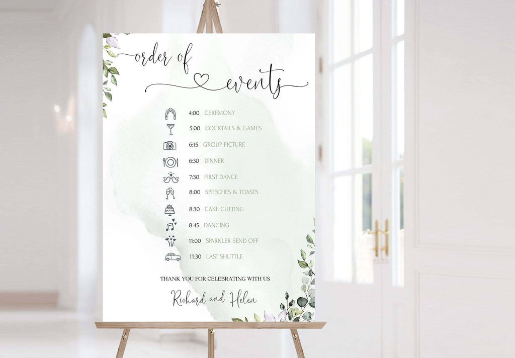 LPE0320 Wedding Order of Ceremony  | Sage Green Eucalyptus  | DIY Printables