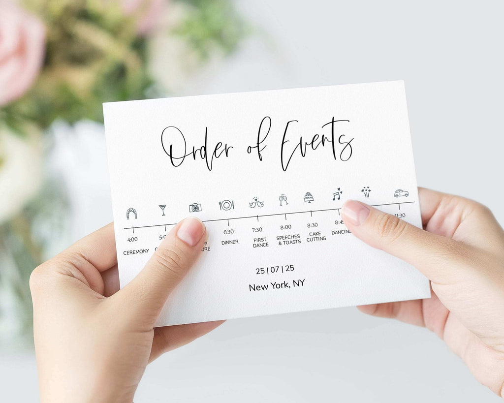 LPE0334 Wedding Timeline Template | Order of Events | Minimalist Printables