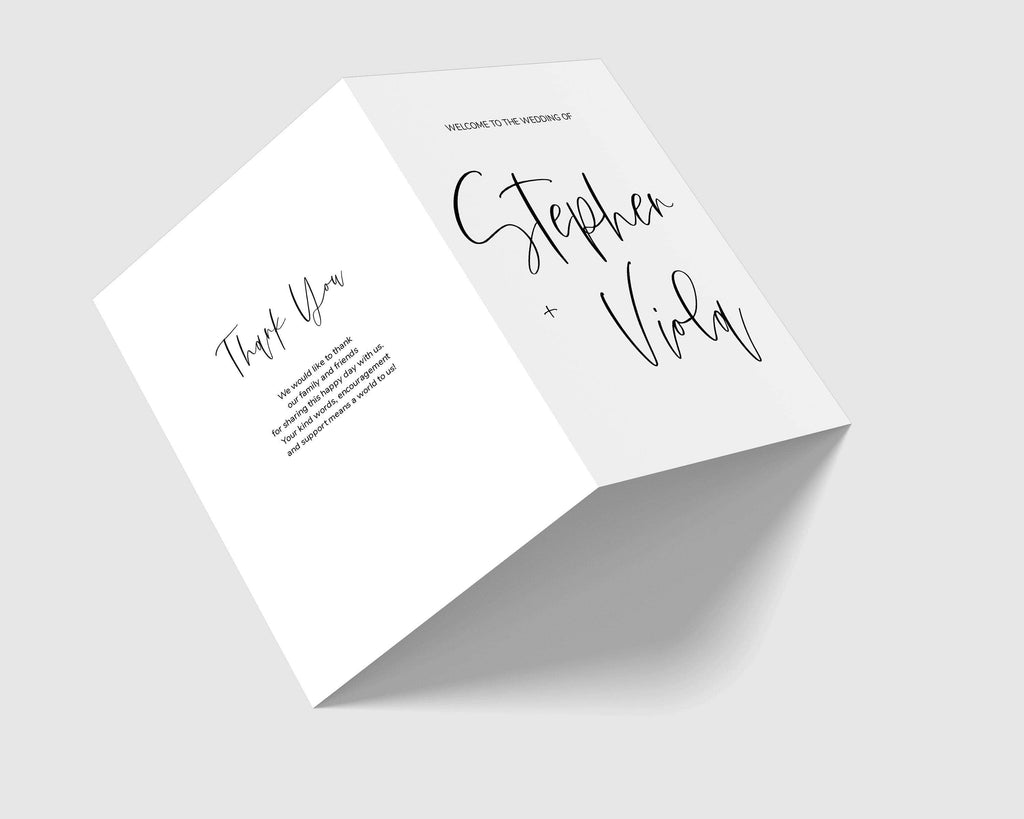 LPE0337 Folded Wedding Program | Modern Minimalist | Editable DIY Printables