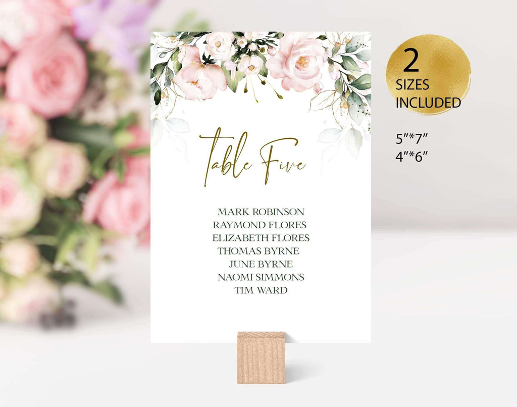 LPE0338 BLUSH Pink Wedding Seating Chart Card Editable DIY Template, Printable