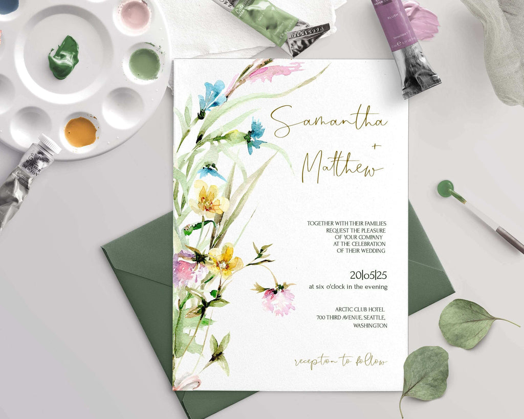 LPE0353 Wedding Invitation DIY | Wild Herbs & Flowers | Editable Printables