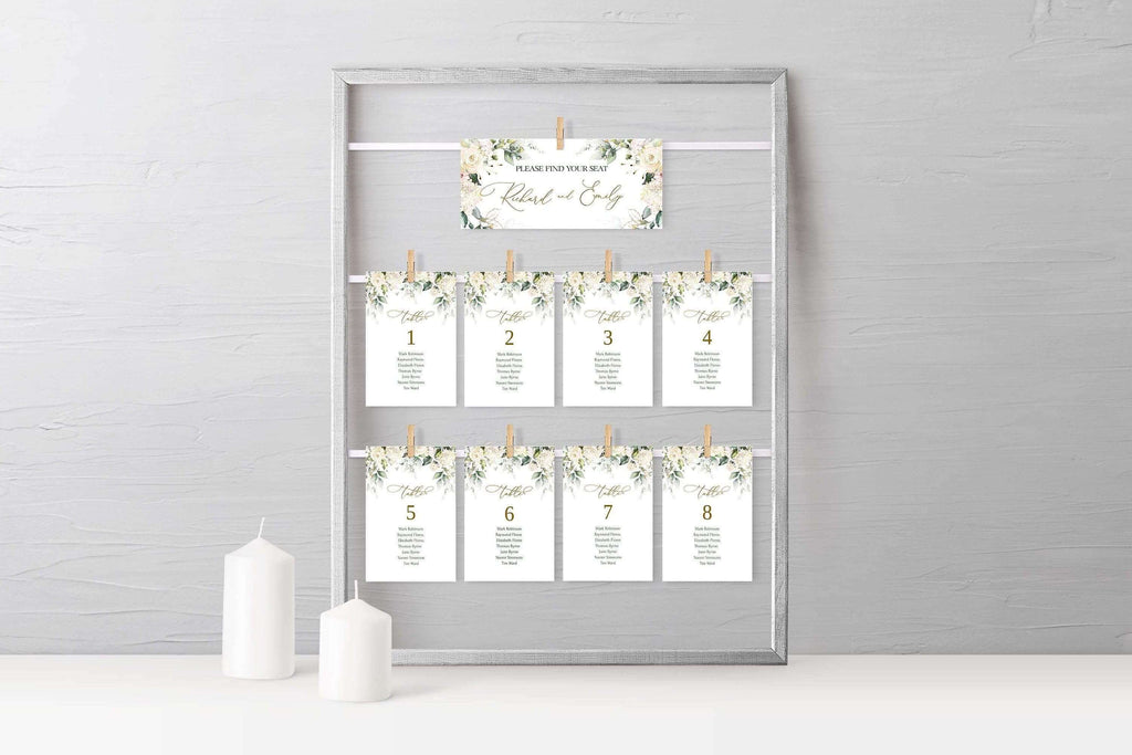 LPE0370 MIA Creamy Rose Wedding Seating Chart Editable DIY Template, Printable