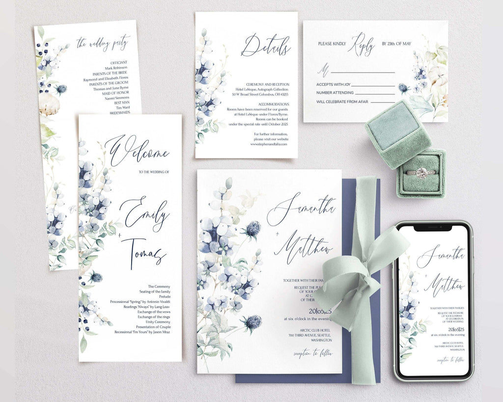 LPE0407 BLUEBERRY Wild Berry Wedding MEGA Bundle of  Editable Printables