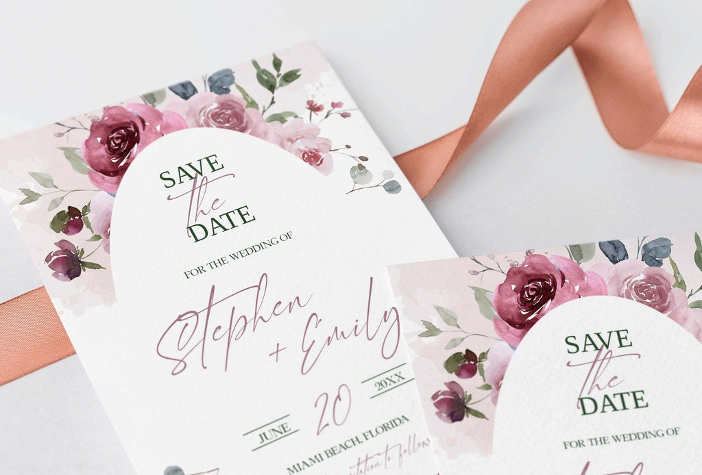 LPE0432 Save The Date Cards | Dusty Pink Wedding | Editable DIY Printables