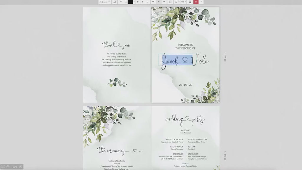 Greenery Program Template, Eucalyptus Fan Wedding Program, Printable Fan Order of Ceremony Template, Editable Wedding Program | AMELIA