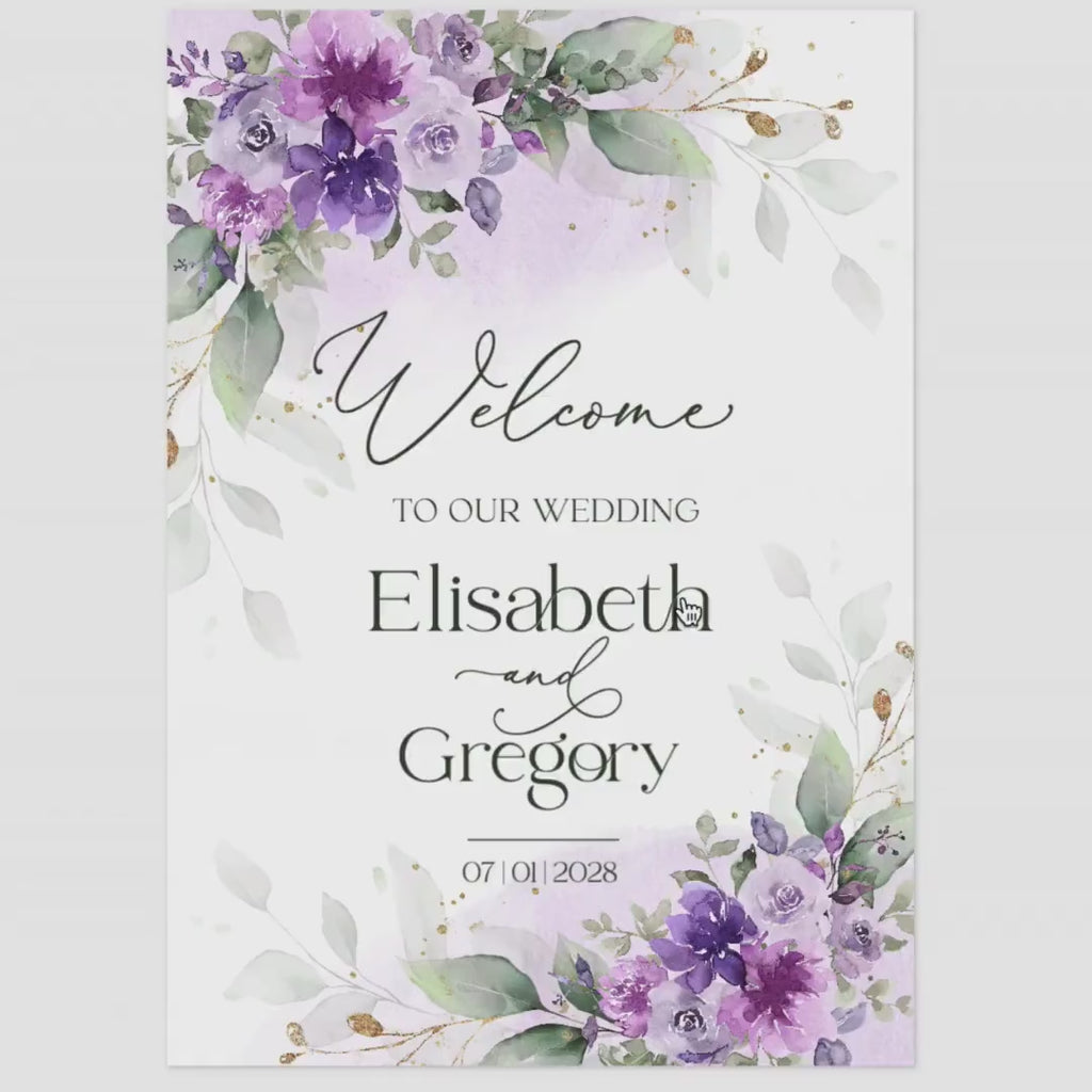 Lilac Wedding Welcome Sign Template: Elegant Purple Decor (Instant Download
