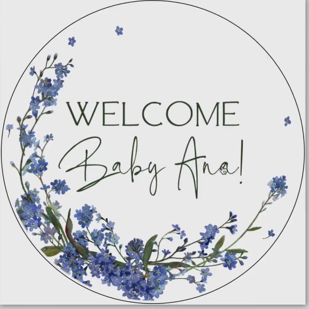 Blue Floral Baby Shower Cupcake Toppers: Printable Template (Digital Download)