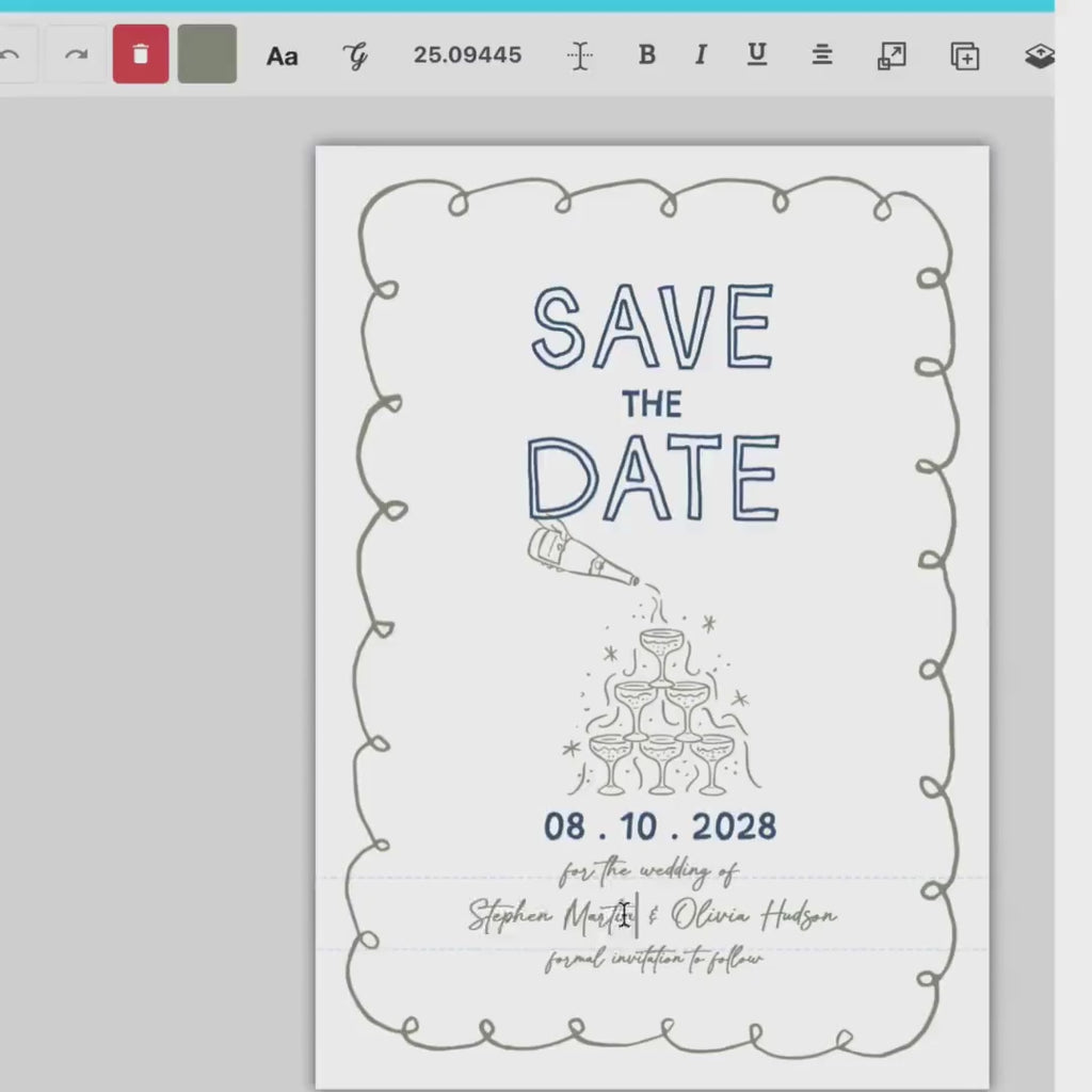 Wavy Hand-Drawn Save the Date: Fun Doodle Design (Digital)
