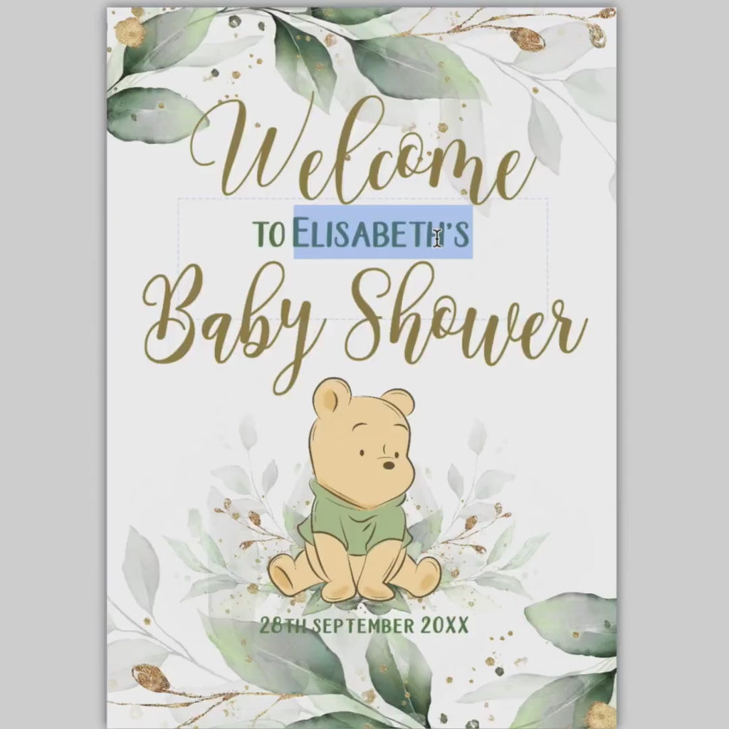 Winnie the Pooh Baby Shower Welcome Sign: Printable Poster Template