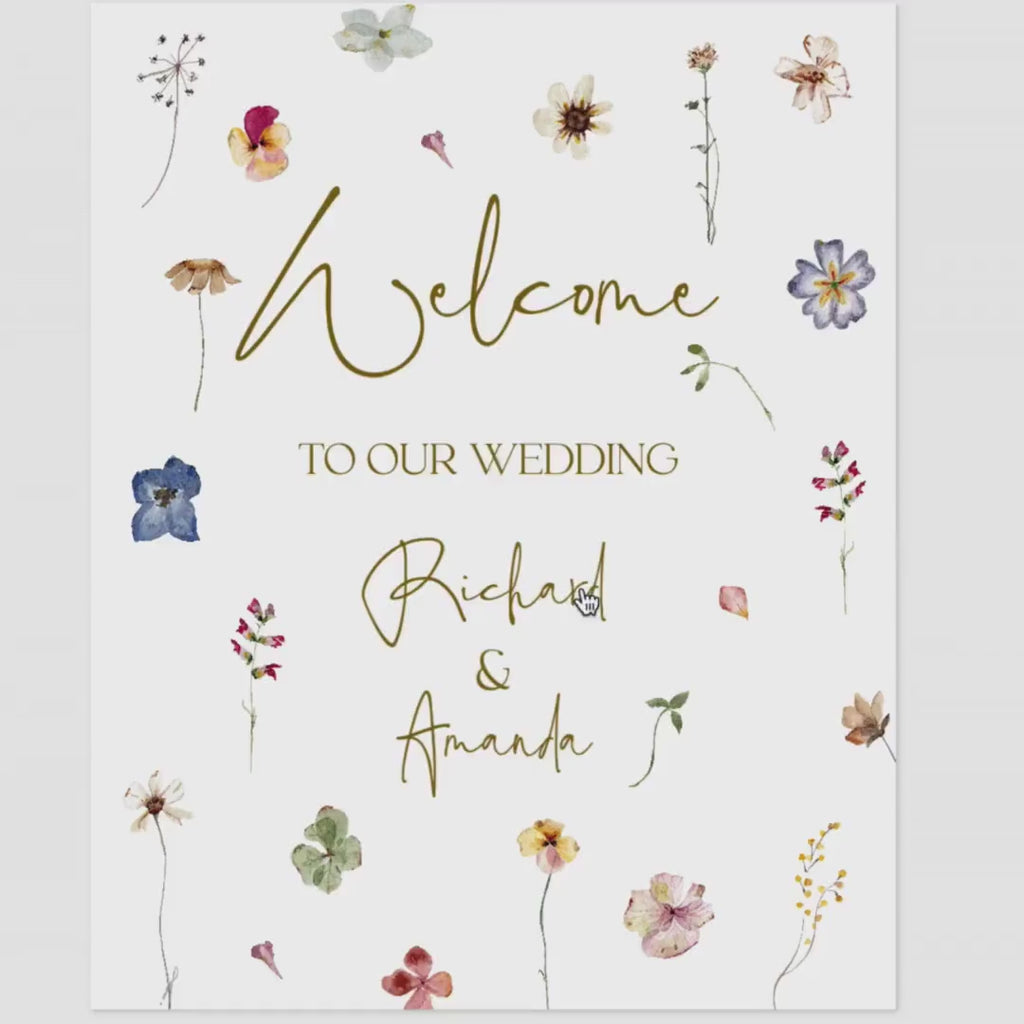 Wedding Welcome Sign Template Wildflowers | Field Flowers Wedding Poster Printable Boho | Botanical Welcome Board Instant Download