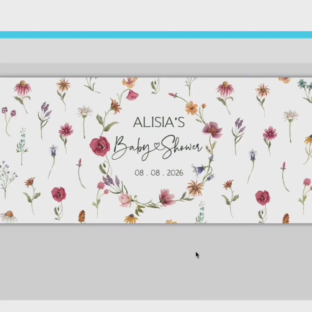 Wildflower Baby Shower Water Bottle Label Template (Digital Download)
