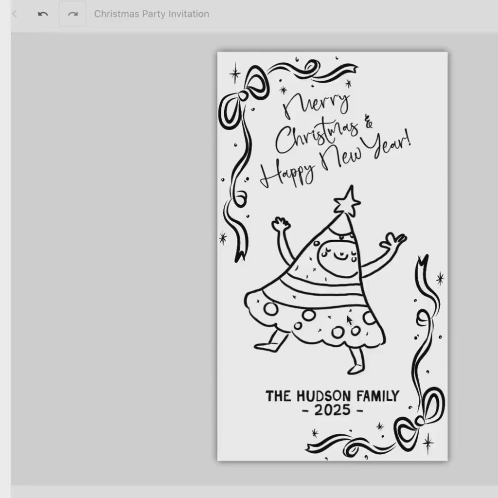 Hand Drawn Christmas Digital Card Template | Quirky Fun Hand Written Happy New Year Electronic Card | fun whimsical Christmas Card | BP800