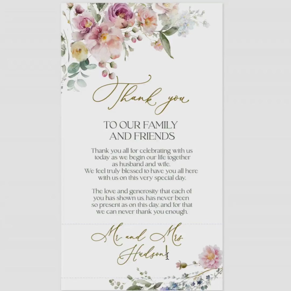 Floral Thank You Card: Peach & Dusty Rose Mobile Template (Digital Download)