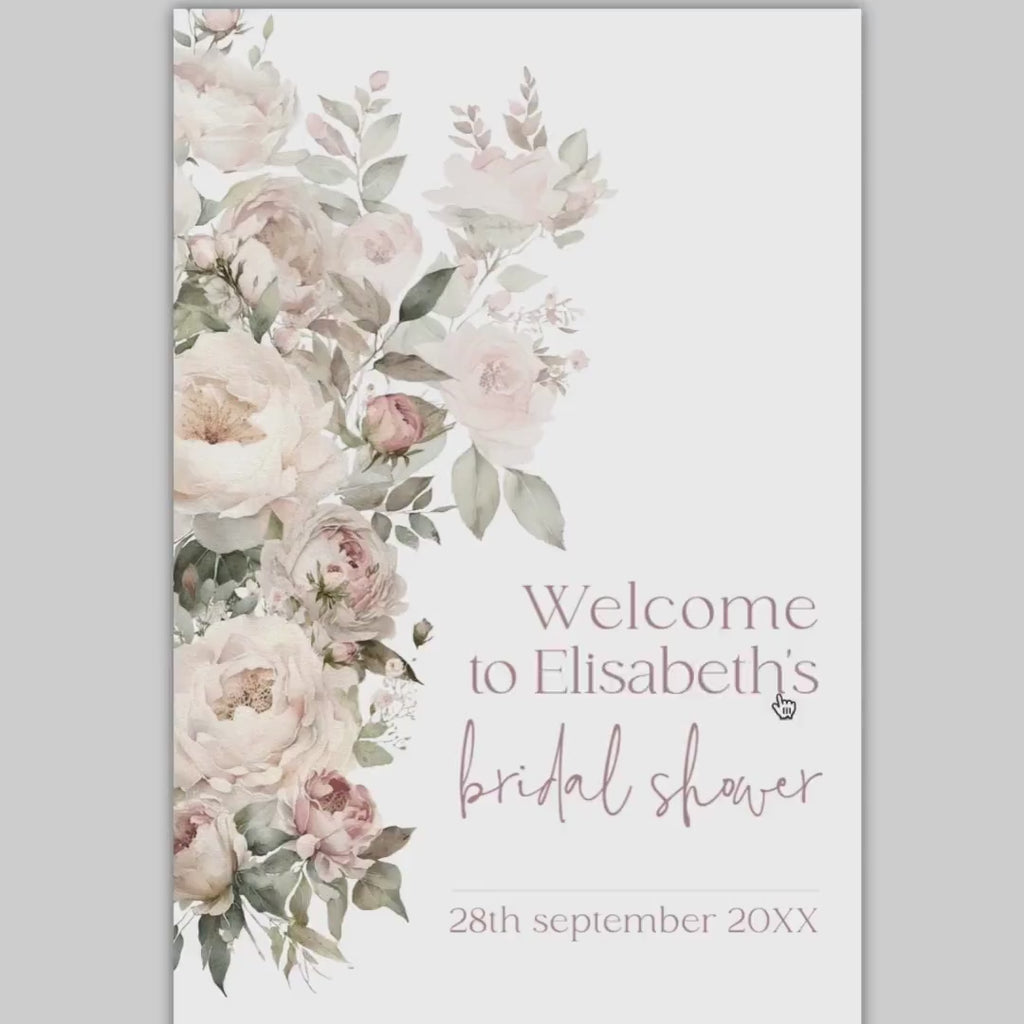 Dusty Pink Floral Bridal Shower Welcome Sign Template (Digital Download)