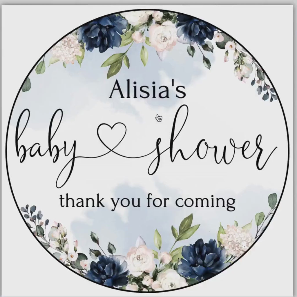 Blue Baby Shower Cupcake Toppers Template, Royal Blue Printable Boy Girl Blue Navy Creamy Flowers Shower Cupcake Topper, Editable OTTO LE300