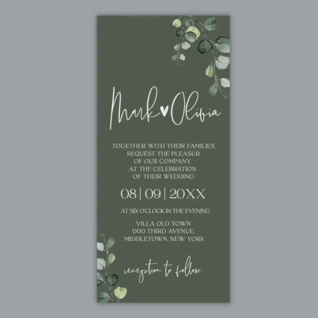 MINIMAL Wedding Digital Invite Template | Sage Green Wedding Electronic Invitation | Modern Minimalist  E - Invite | Digital template | EVA