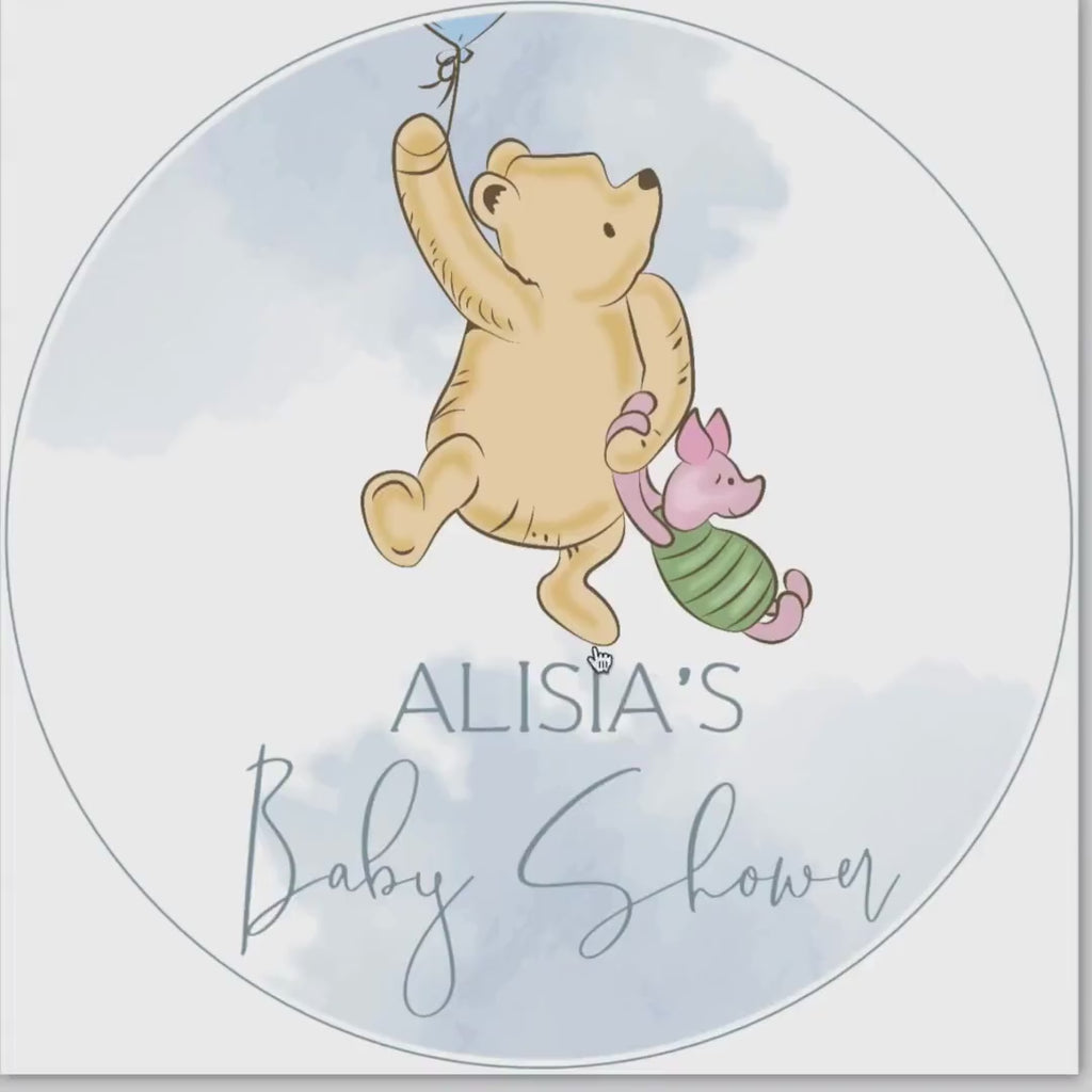 Winnie the Pooh Baby Shower Cupcake Toppers: Blue Theme (Digital Download)