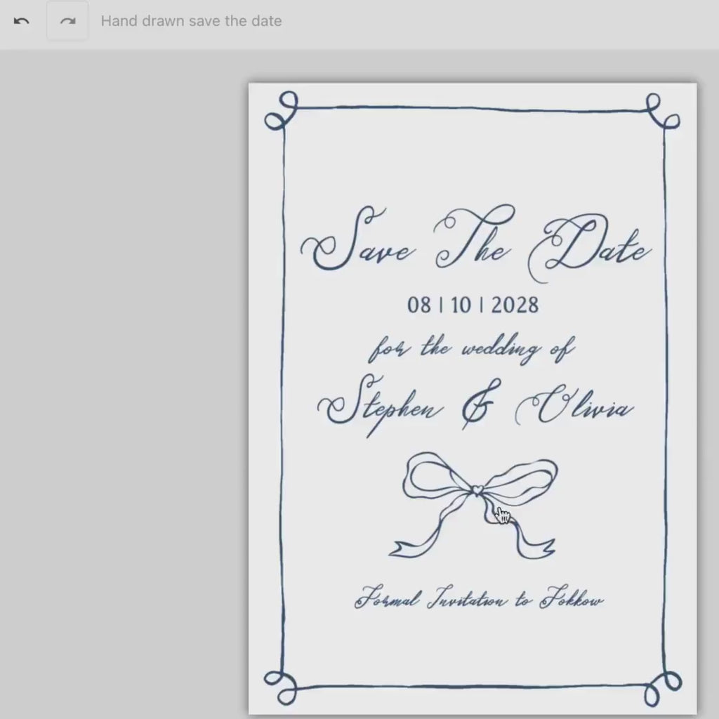 Bow Save the Date | Hand Drawn Save our Date Card | Editable Template | HandWritten Save the Date | fun whimsical invitation