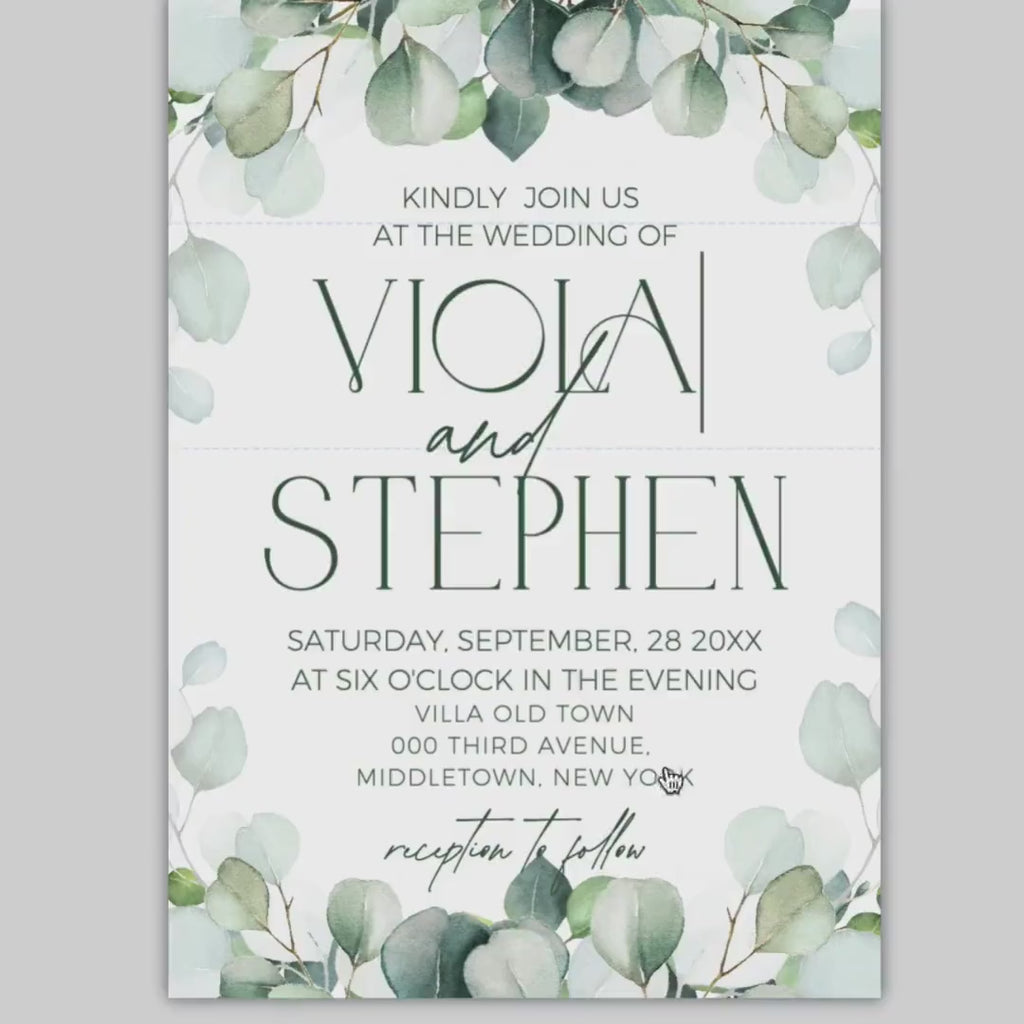 Sage Greenery Wedding Invitation Template (Digital Download)