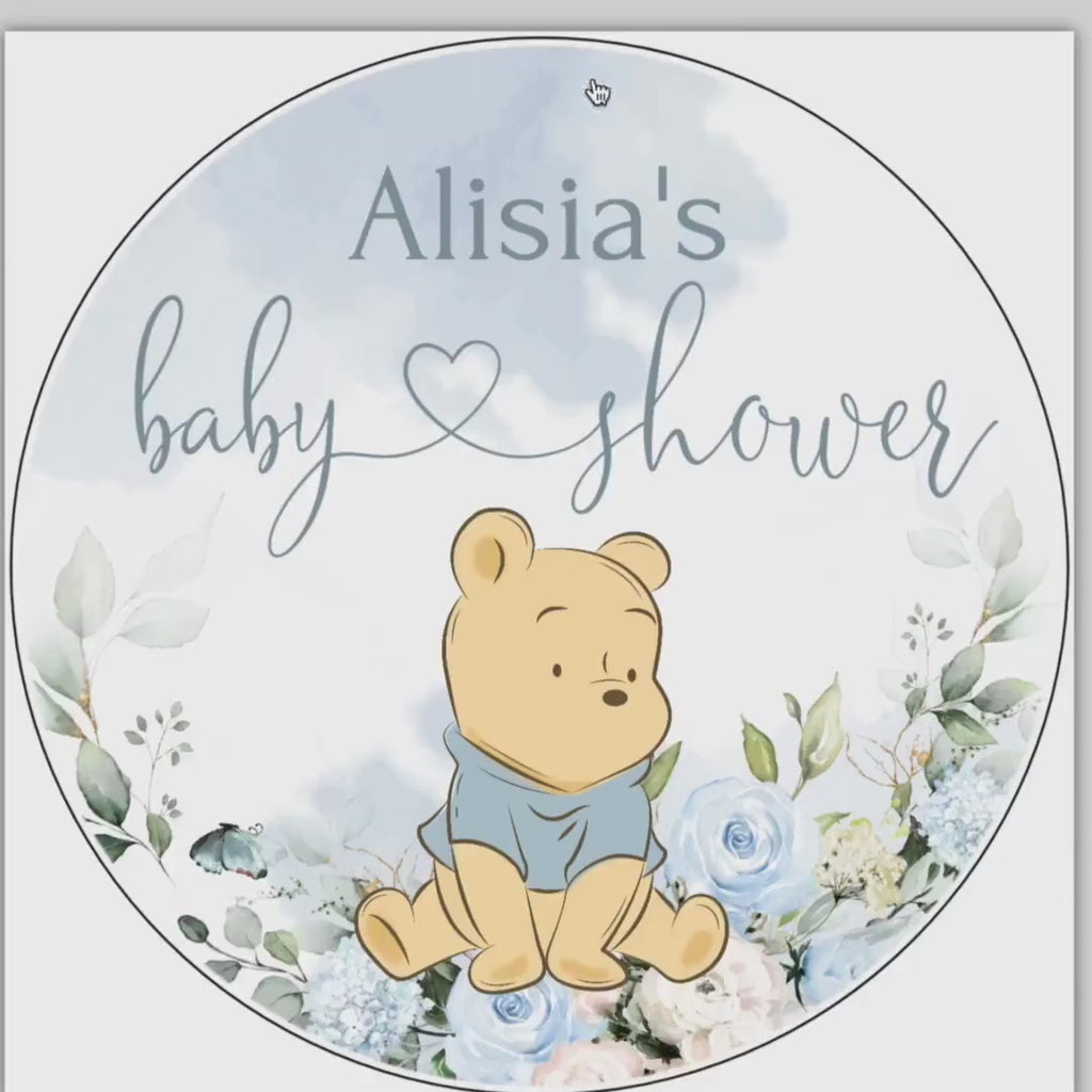 Winnie the Pooh Baby Shower Cupcake Toppers Template (Digital Download)