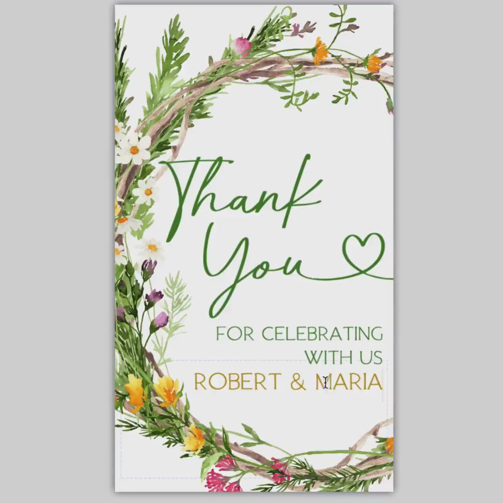 Wildflowers Wedding Favor Tag Template: Editable Printable Thank You Tag