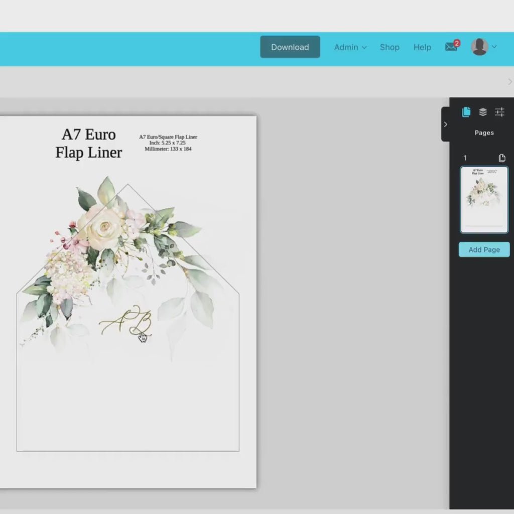 Floral Wedding Envelope Liner Template: Cream & Gold (Printable)