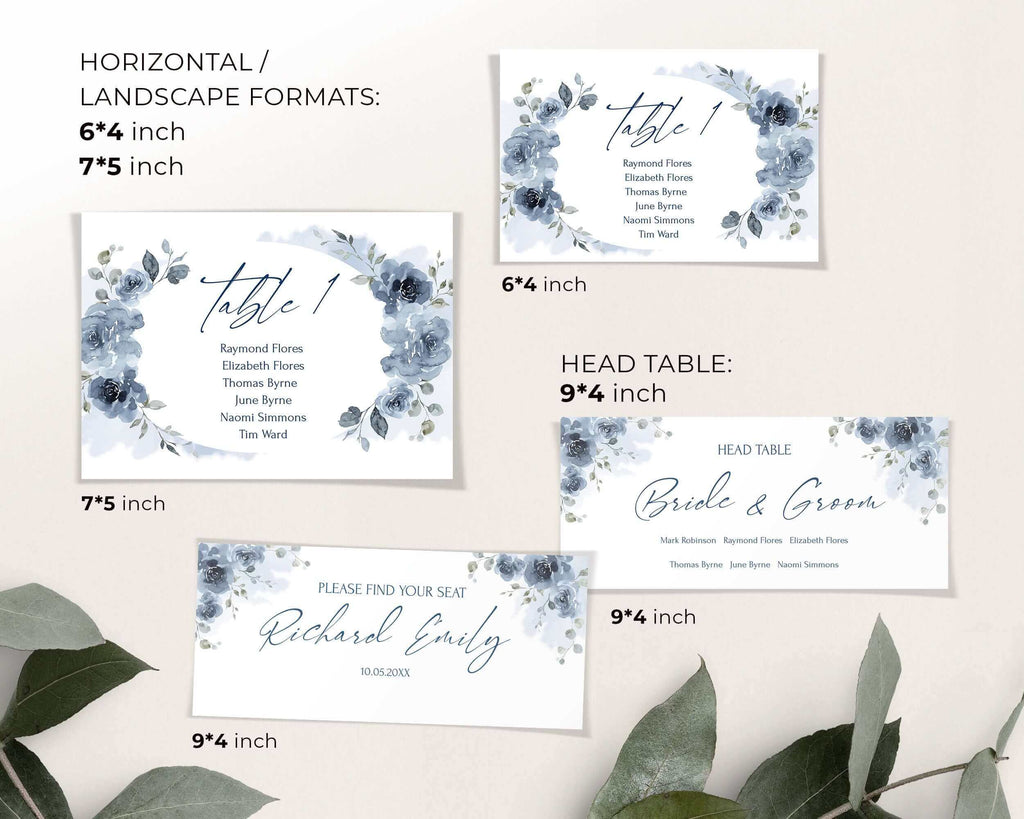 SKYLA - Table Seating Chart Template, Dusty blue Wedding Seating chart Cards, Hanging Seating Chart Wedding Template, Wedding Seating plan