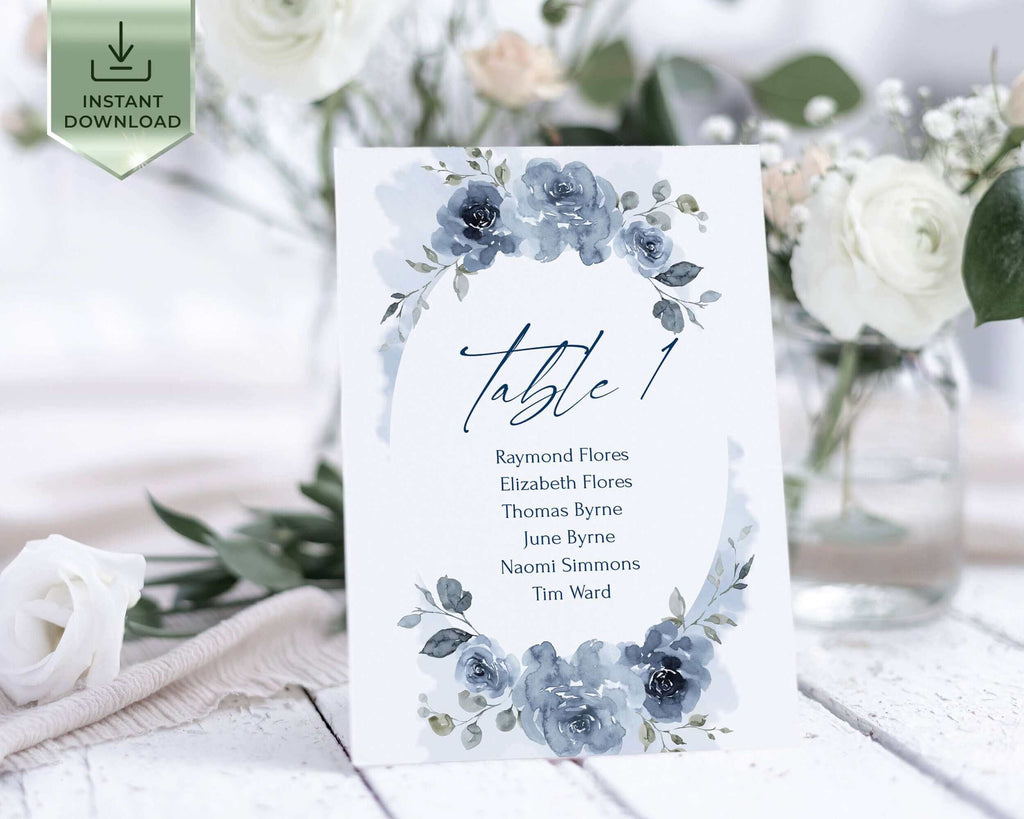 SKYLA - Table Seating Chart Template, Dusty blue Wedding Seating chart Cards, Hanging Seating Chart Wedding Template, Wedding Seating plan