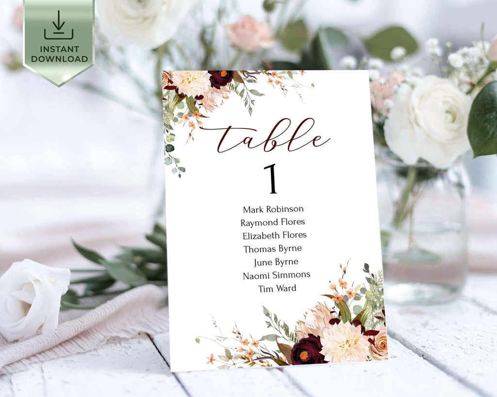 Rustic Seating Chart Template, Fall Wedding Table Seating Chart Card, Printable Seating Plan, Hanging  Seating Chart Wedding | Autumn