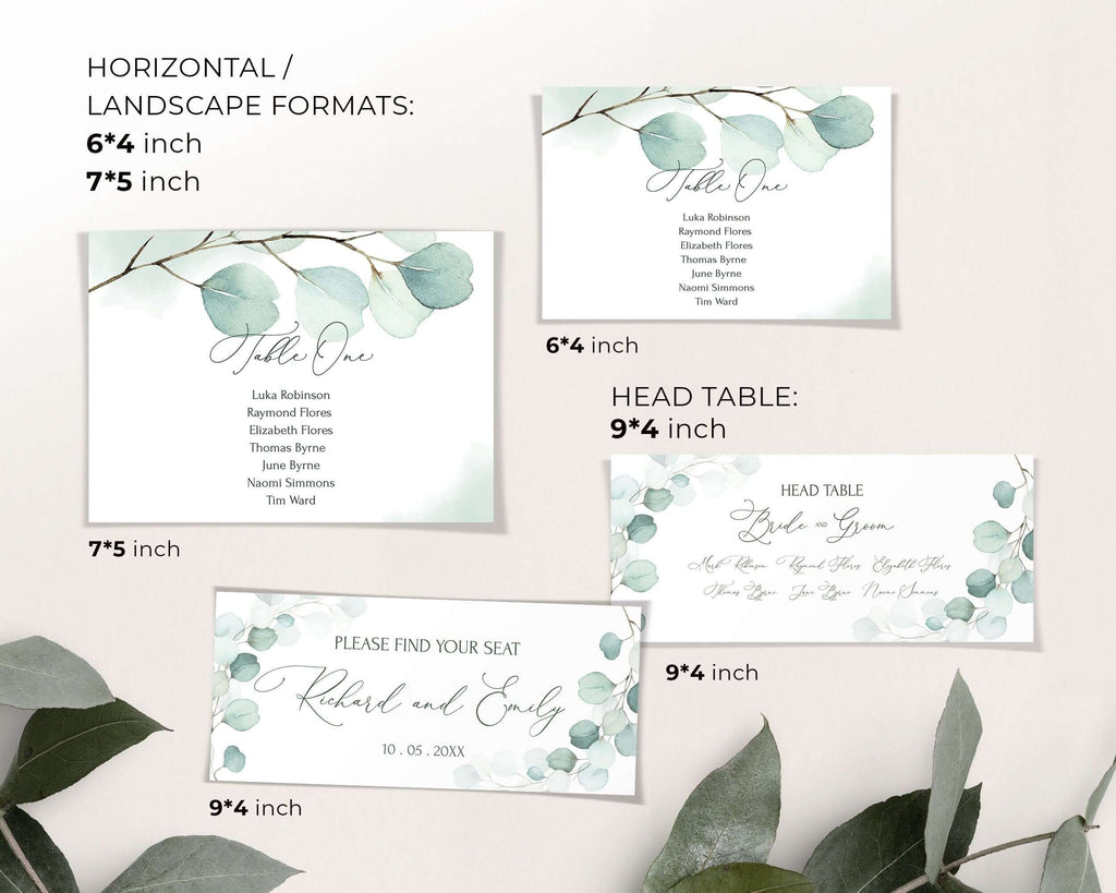 Hanging Table Plan, Sage Green Eucalyptus, Editable Wedding Templates