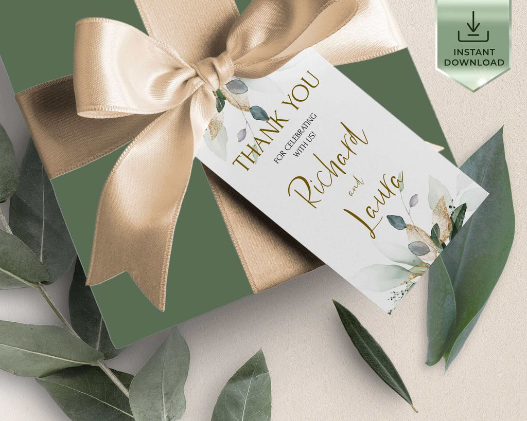 ISABELLA - Thank you Tags Template, Editable Eucalyptus Wedding Tags Download, Greenery Printable Thank you Tag