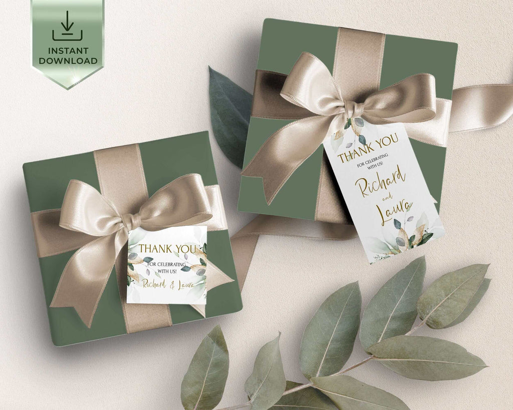 ISABELLA - Thank you Tags Template, Editable Eucalyptus Wedding Tags Download, Greenery Printable Thank you Tag