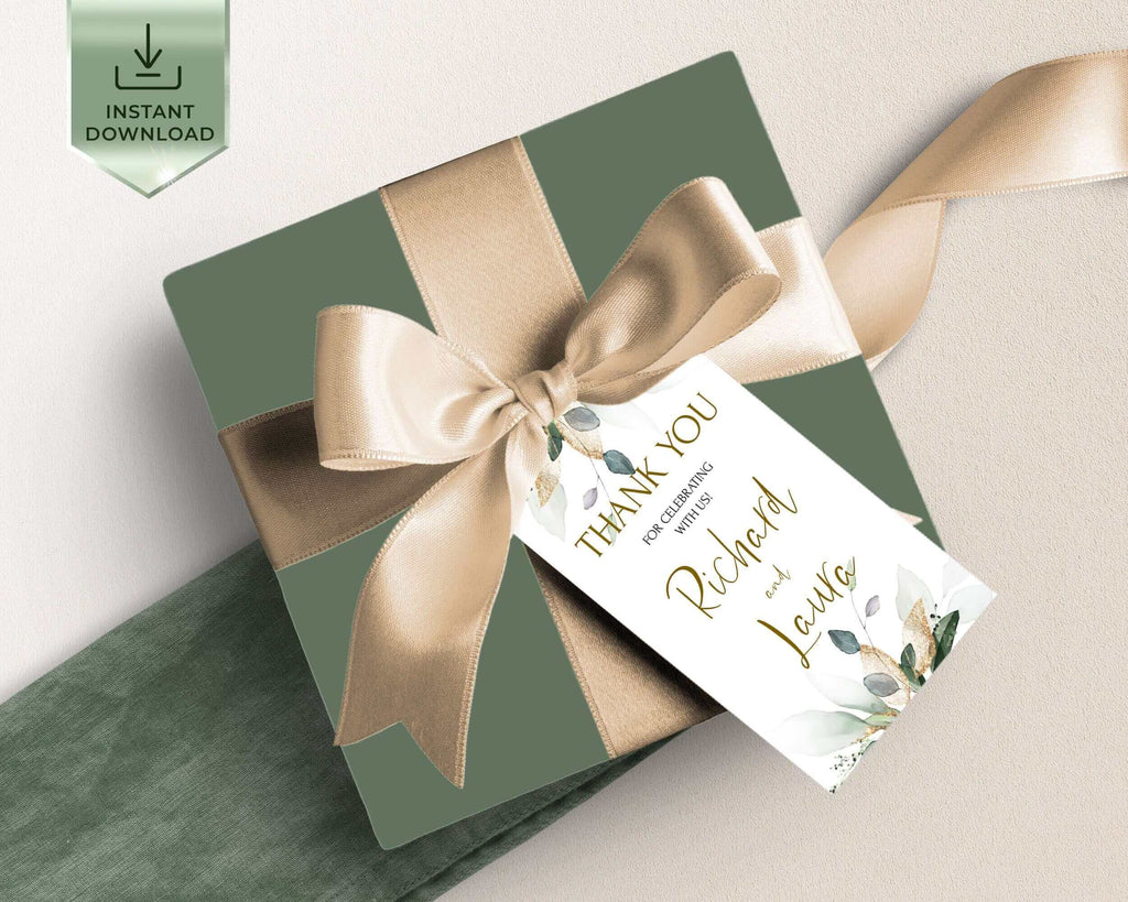 ISABELLA - Thank you Tags Template, Editable Eucalyptus Wedding Tags Download, Greenery Printable Thank you Tag